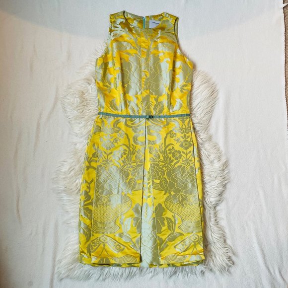 Normandy Monroe Dresses & Skirts - Normandy Monroe Womens Yellow Floral Sleeveless Crewneck Sheath Dress Size 4